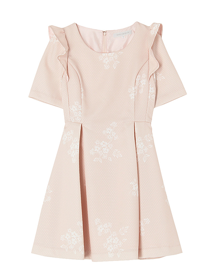 【DUO】 ワンカラーフラワーフリルワンピース