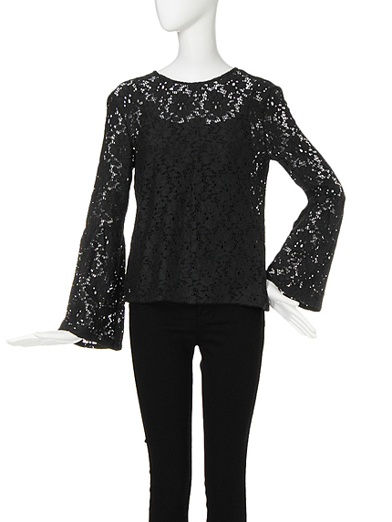 【FEMININE】バルキーレースベルスリーブトップス