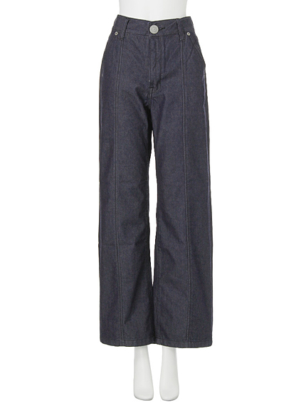 【CASUAL】フロント切替ワイドデニムパンツ