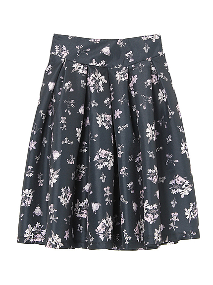 【se】ボリュームフレアーフラワースカート