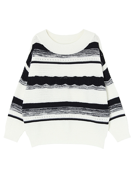 【DUO】 マルチボーダーラウンドニット