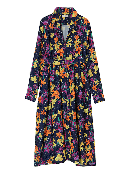 Dot Flowerシャツワンピ