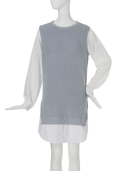 【FEMININE】シアースリーブドッキングワンピース