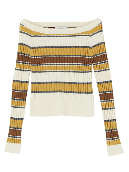 【sc】オフショルボーダーケーブルニット