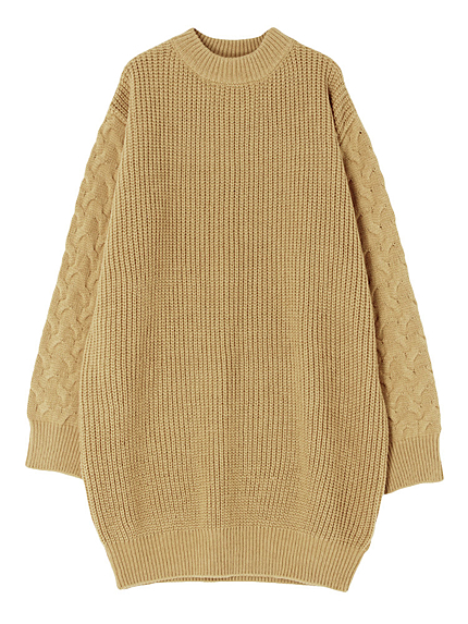 ボリュームスリーブニットワンピ