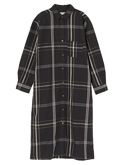 チェックロングシャツガウン
