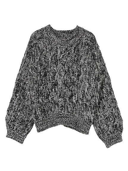 スリーブスリットボリュームニットトップス