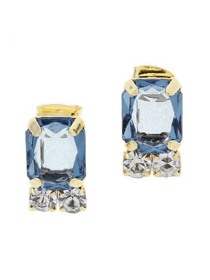 ダブルストーンスクエアピアス