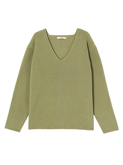 片畔Vネックニット