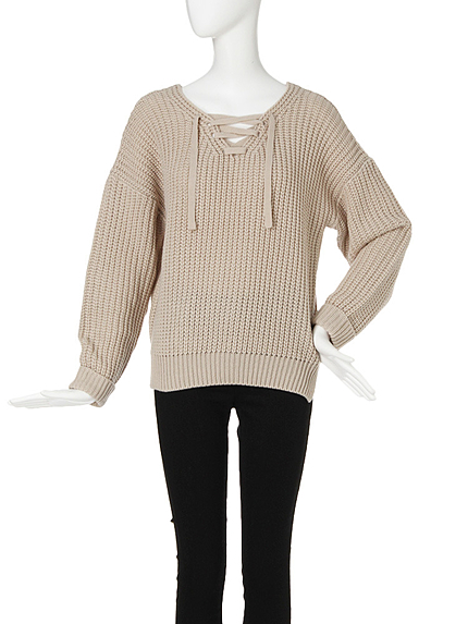 【FEMININE】レースUPルーズニット