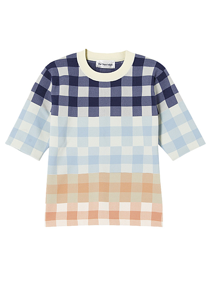 チェック半袖ニット