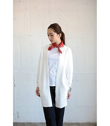 タックボーダー長袖コーディガン