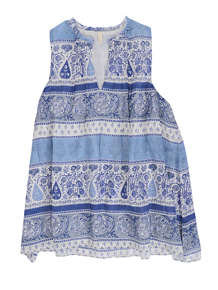 エスニック柄ノースリフレアブラウス