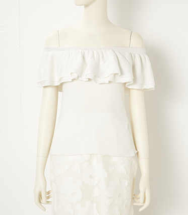 オフショルフリルニットTOP