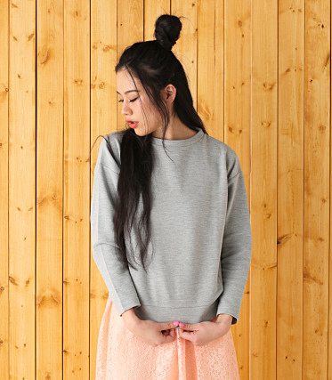 リップル 切替 ロング Tシャツ