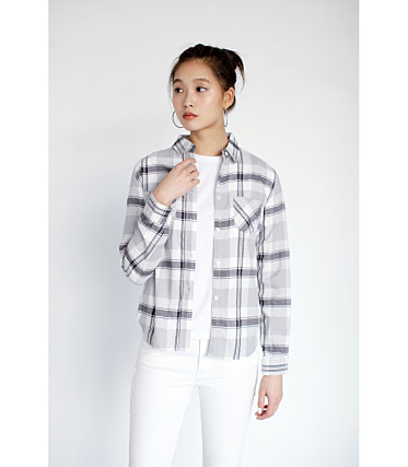 フェイドチェック長袖シャツ