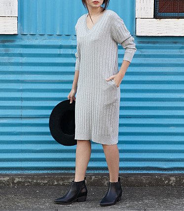 WIDE RIB Vネック HG MIDI OP-S