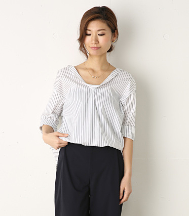 ストライプ柄タイプライターシャツ