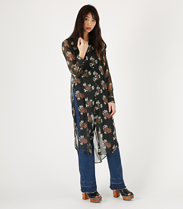 FLOWER SHEER LONG SHIRT