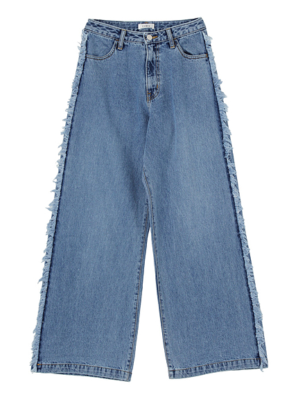 サイドフリンジデニムワイドPT
