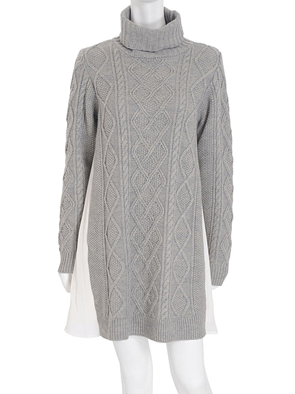 サイドプリーツケーブルニットOP