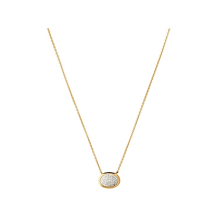 Diamond Essentials 18ct Yellow Gold Vermeil & Pave Oval Necklace