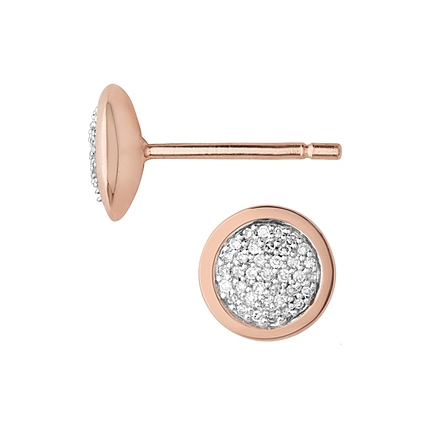 Diamond Essentials 18ct Rose Gold Vermeil & Pave Round Stud Earrings