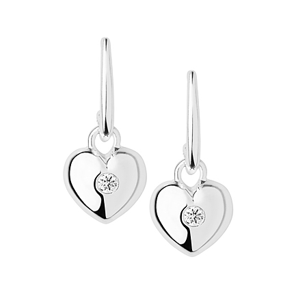 Diamond Essentials Sterling Silver & Pave Heart Drop Earrings