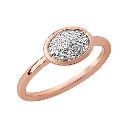 Diamond Essentials 18ct Rose Gold Vermeil & Pave Oval Ring