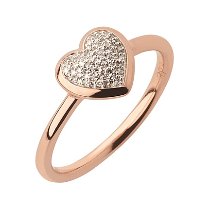 Diamond Essentials 18ct Rose Gold Vermeil & Diamond Heart Ring