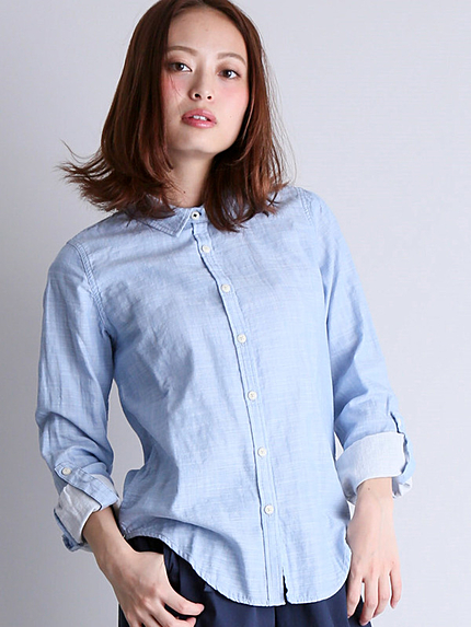 [GIORDANO]ロールアップダブルガーゼシャツ