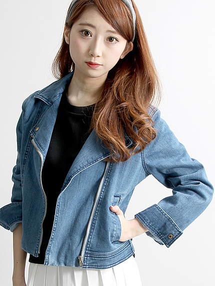 WEGO/ライクラデニムライダースジャケット