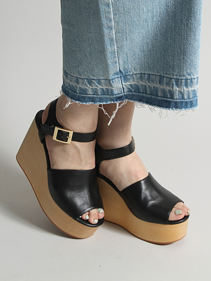 WEGO/ウッドソールレザーサンダル