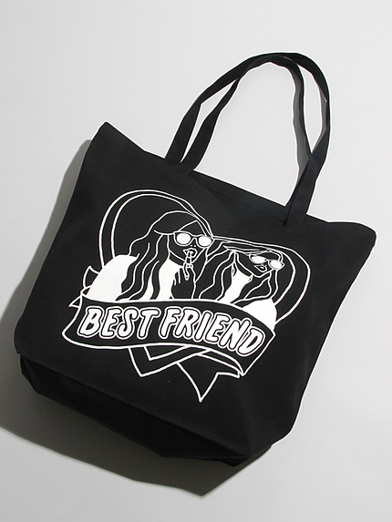 WEGO/ブラックガラトートバッグ