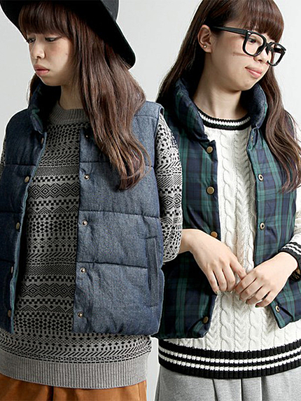 WEGO/リバーシブル中綿ベスト