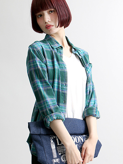 WEGO/ネルチェックシャツ