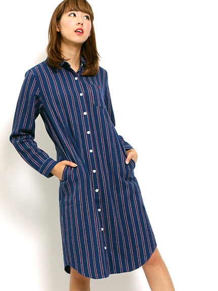 [GIORDANO]フランネンルチェックシャツワンピース