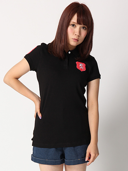 [GIORDANO]ナンバリングライオンワッペン半袖ポロシャツ