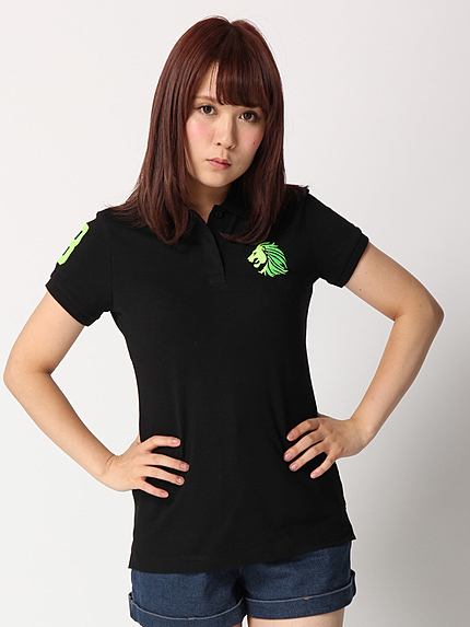 [GIORDANO]ライオンフェイス刺繍半袖ポロシャツ