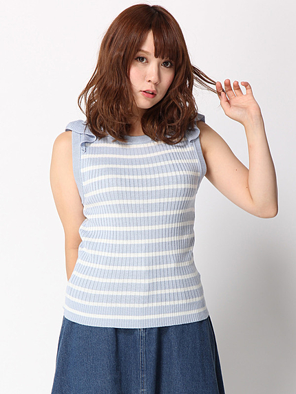 WEGO/ノースリーブフリルニット