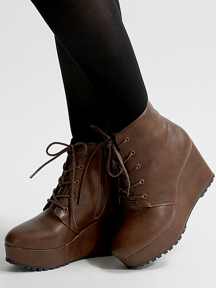 WEGO/レースアップウェッジブーツ