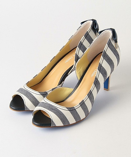 OFD メタルティップリボン オープントゥパンプス70