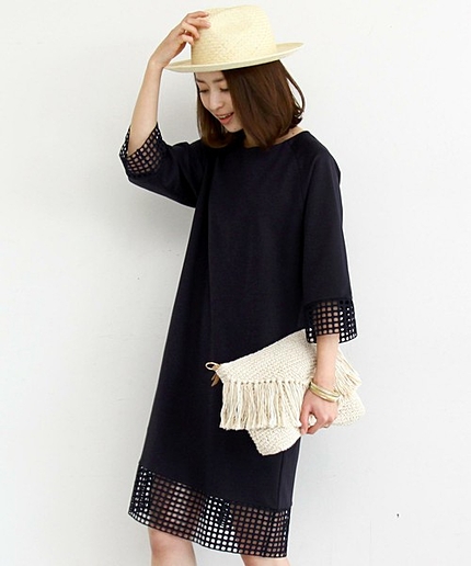 BY∵ ポンチ×ブロックレースワンピース