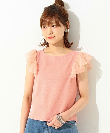 ドットチュールスリーブTシャツ/ AEBFC　DOT チュール SL T