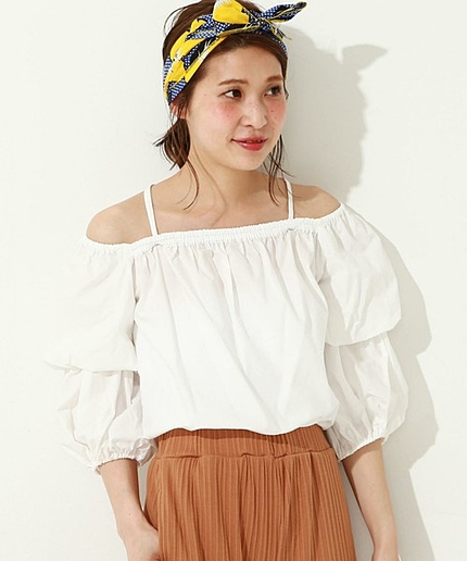 タイプライターオフショルダーブラウス/ AEMBC C TYP OFF/S BLUS