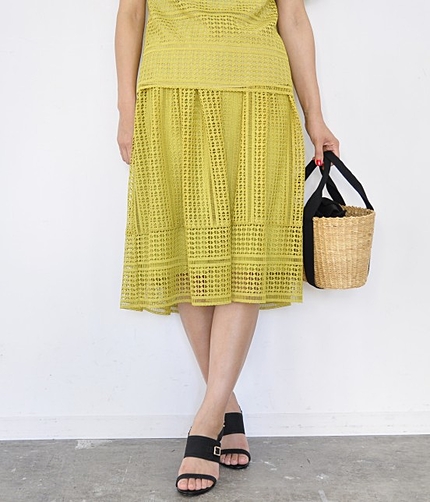 【セットアップ対応】キューブケミカルレースギャザースカート