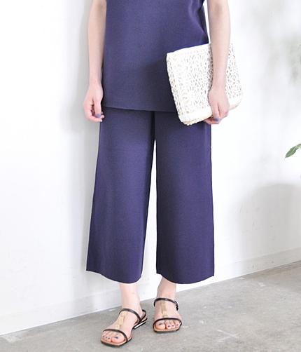 総針クロップドニットパンツ