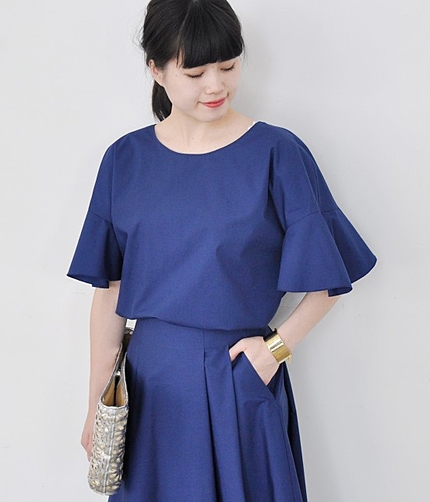 ブロードフレアースリーブブラウス