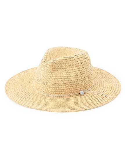 コンチョ付きラフィア中折れハット