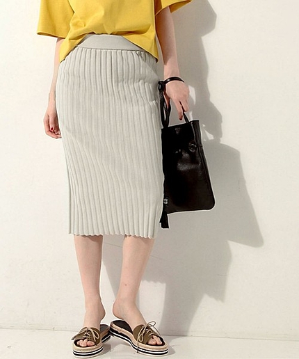 UWMF C/PE/N/PU リブ　タイトスカート